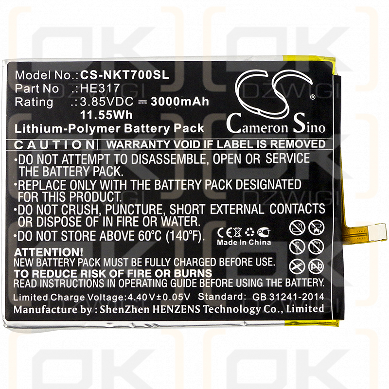 Nokia HMD C1N / HE317 3000 mAh Li-Polymer 3,85 V (Cameron Sino)