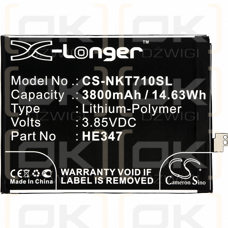 Nokia TA-1055 / HE347 3800 mAh Li-Polymer 3.85 V (Cameron Sino)