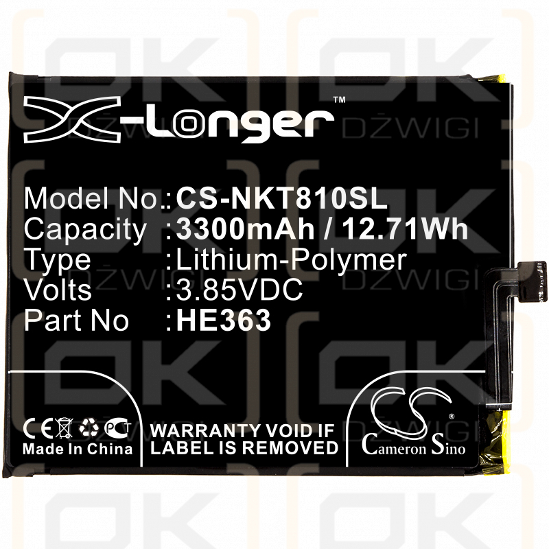 Nokia TA-1128 / HE363 3300 mAh Li-Polymer 3,85 V (Cameron Sino)