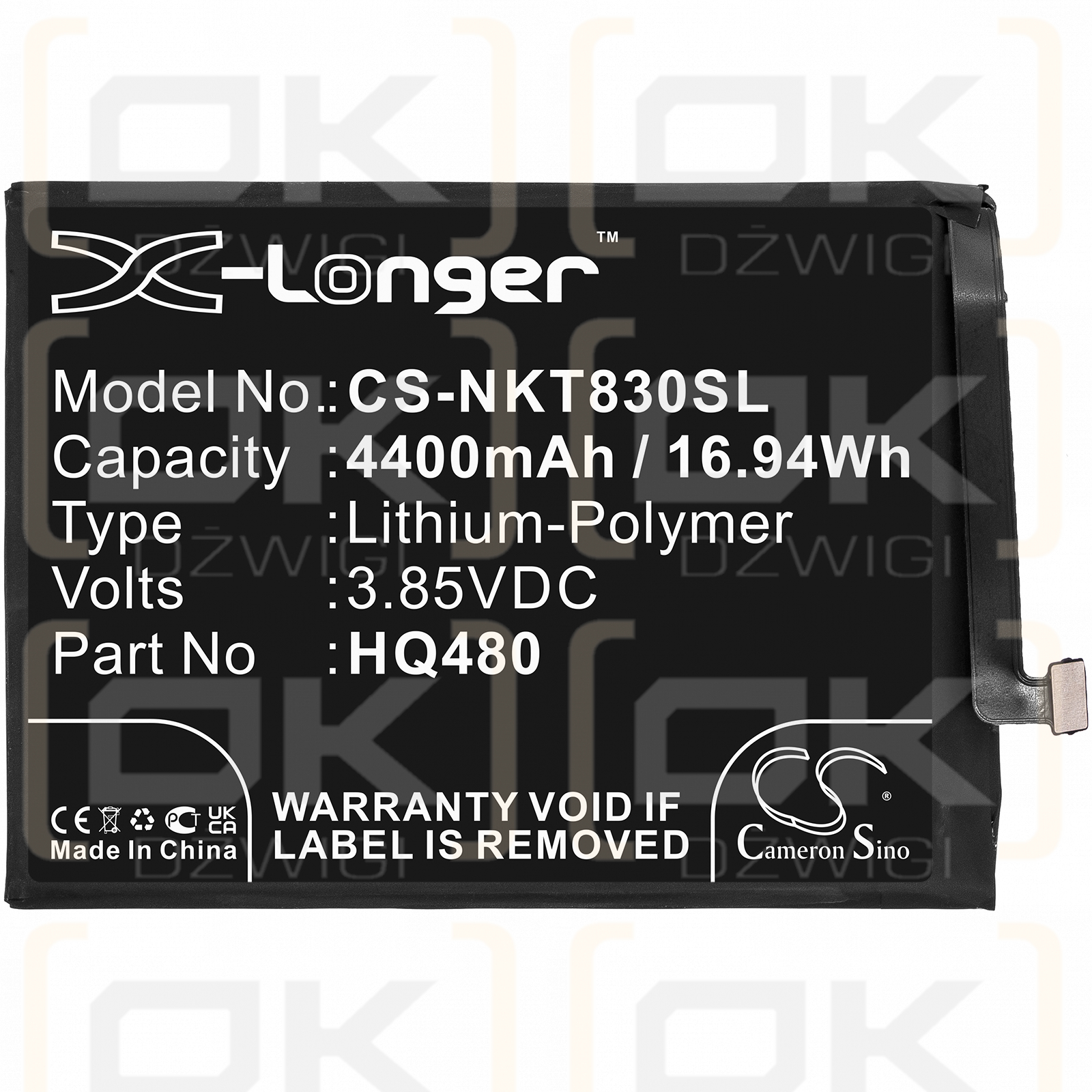 Nokia TA-1251 / HQ480 4400 mAh Li-Polymer 3,85 V (Cameron Sino)