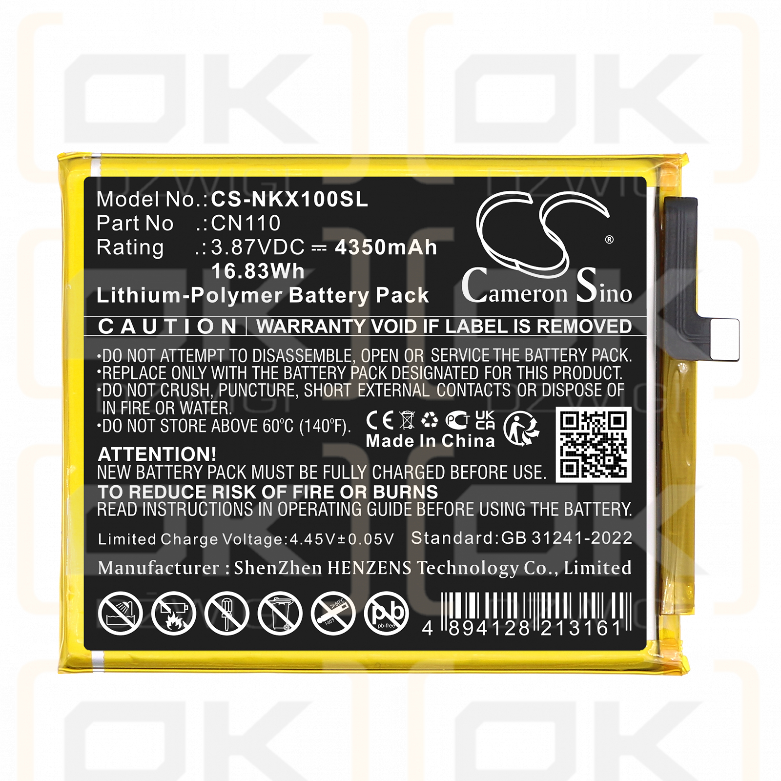 Nokia X20 / CN110 4350mAh Li-Polymer 3.87V (Cameron Sino)