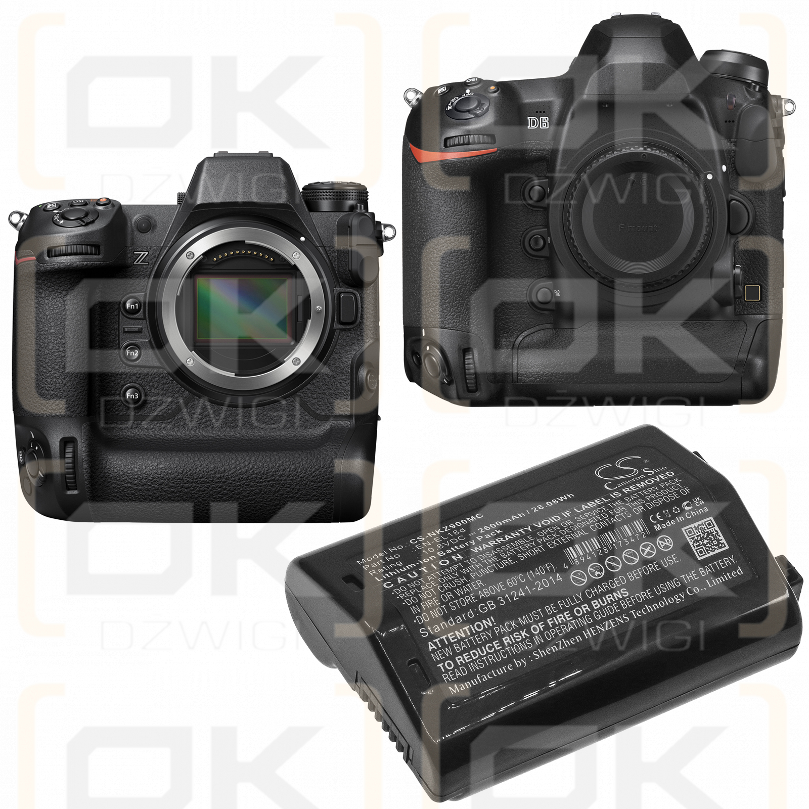 NIKON Z9 / EN-EL18d 2600mAh Li-ion 10.8V (Cameron Sino)