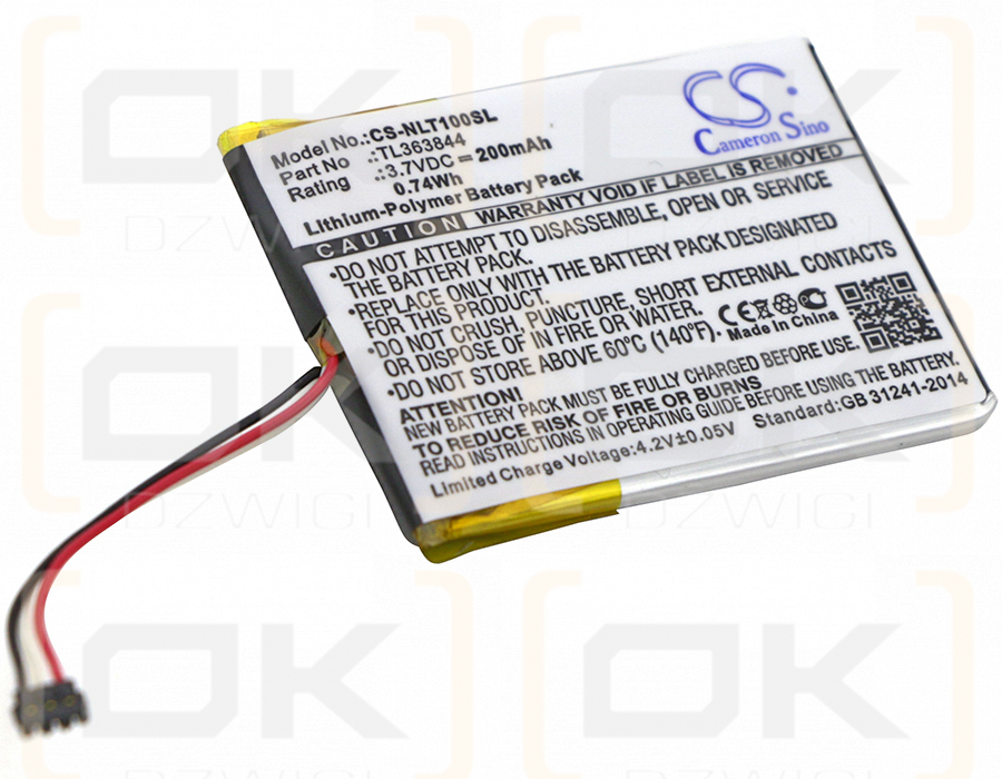 Nest T100577 / TL363844 200mAh Li-Polymer 3.7V (Cameron Sino)