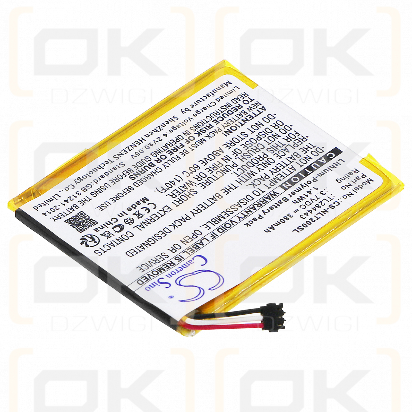 Nest T4000ES / TL284443 380mAh Li-Polymer 3.7V (Cameron Sino)