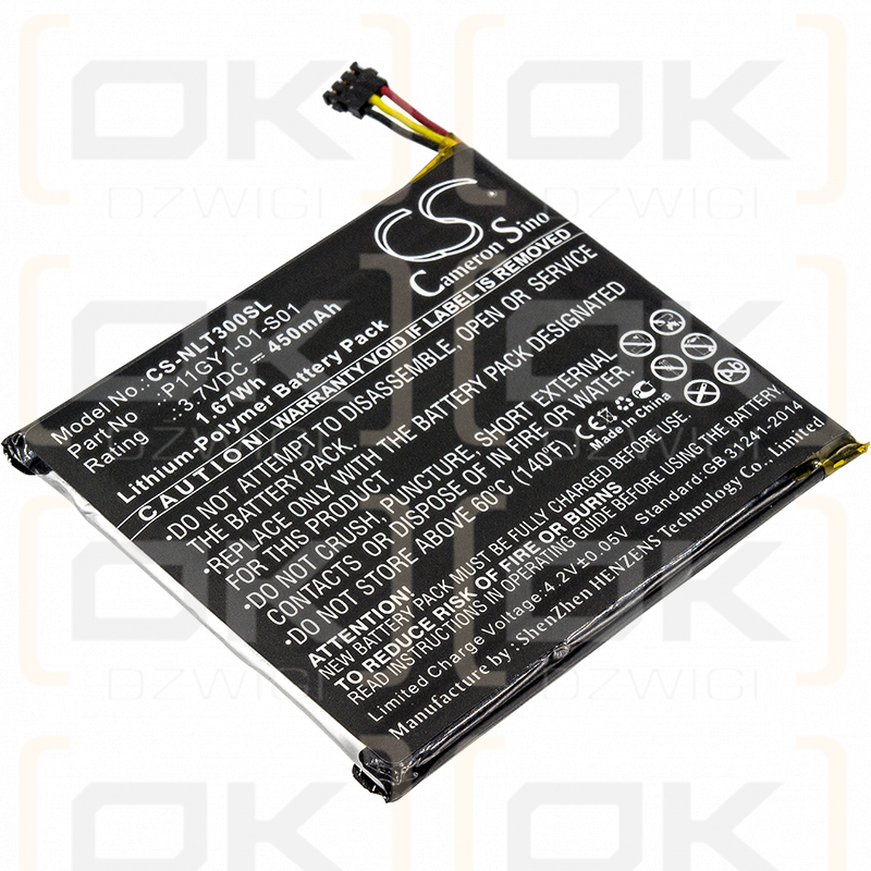 Nest T200877 / 3701-0001-01 450 mAh Li-Polymer 3,7 V (Cameron Sino)