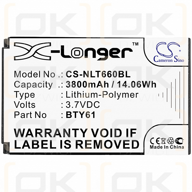 Bateria zamienna do Newland PT60 / BTY61 3800 mAh Li-Polymer 3.7 V (Cameron Sino)