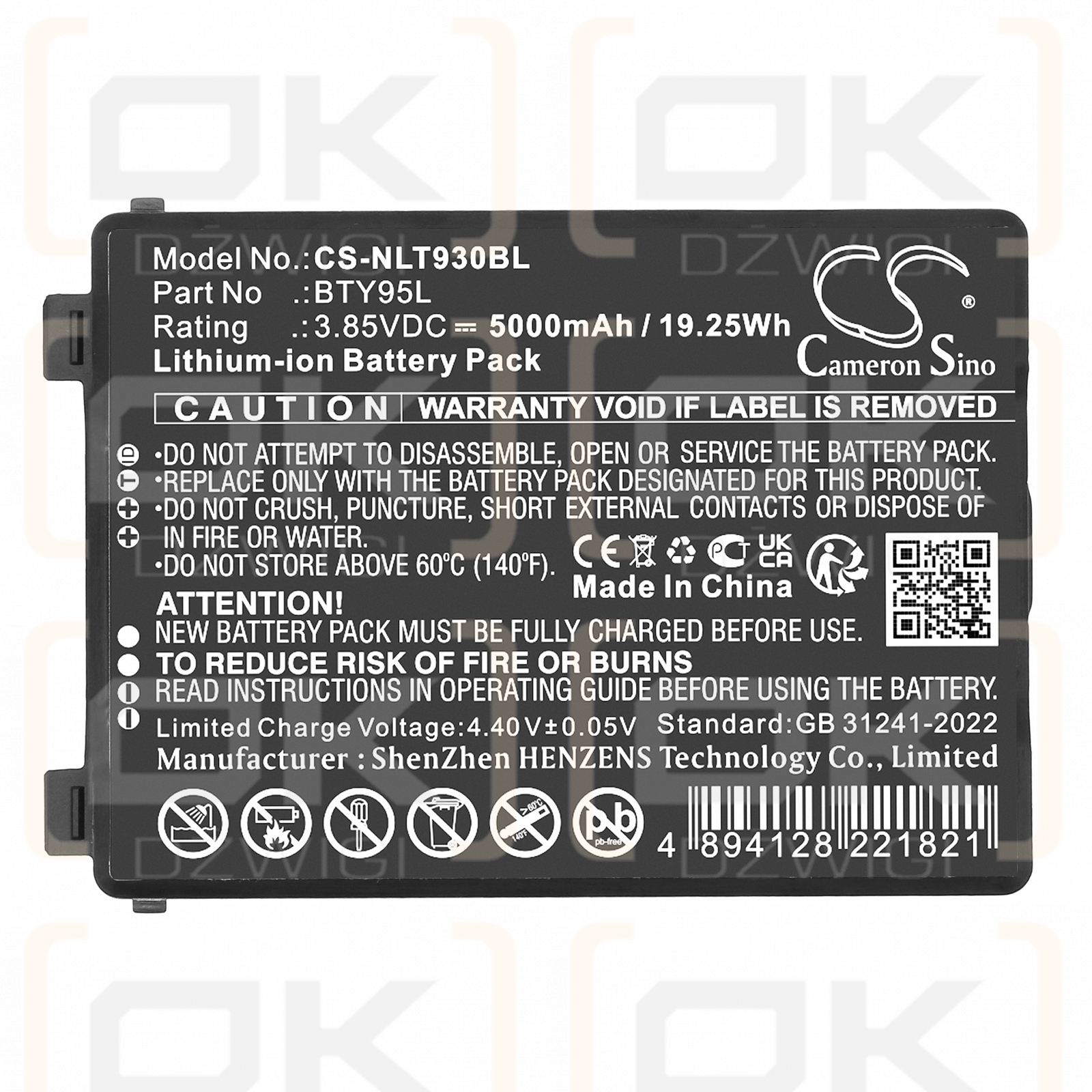 Newland MT93 Megattera / BTY95L 5000 mAh Li-Ion 3,85 V (Cameron Sino)