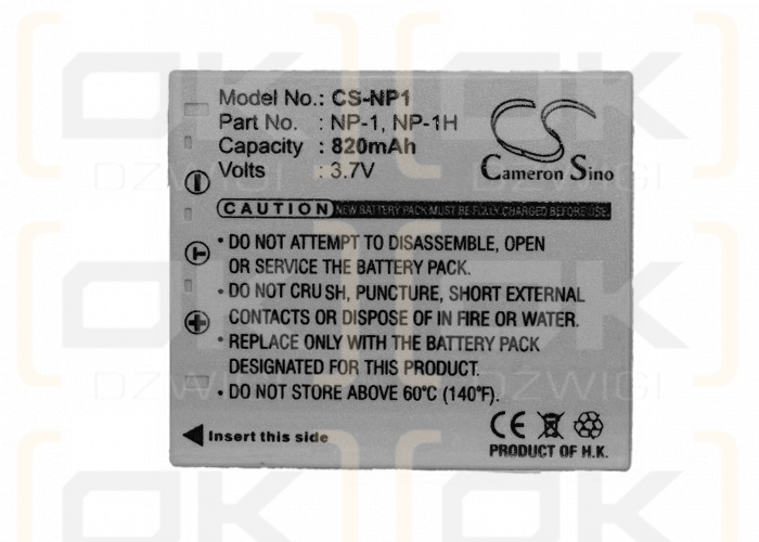 MINOLTA Dimage X1 / NP-1 820mAh Li-ion 3.7V (Cameron Sino)