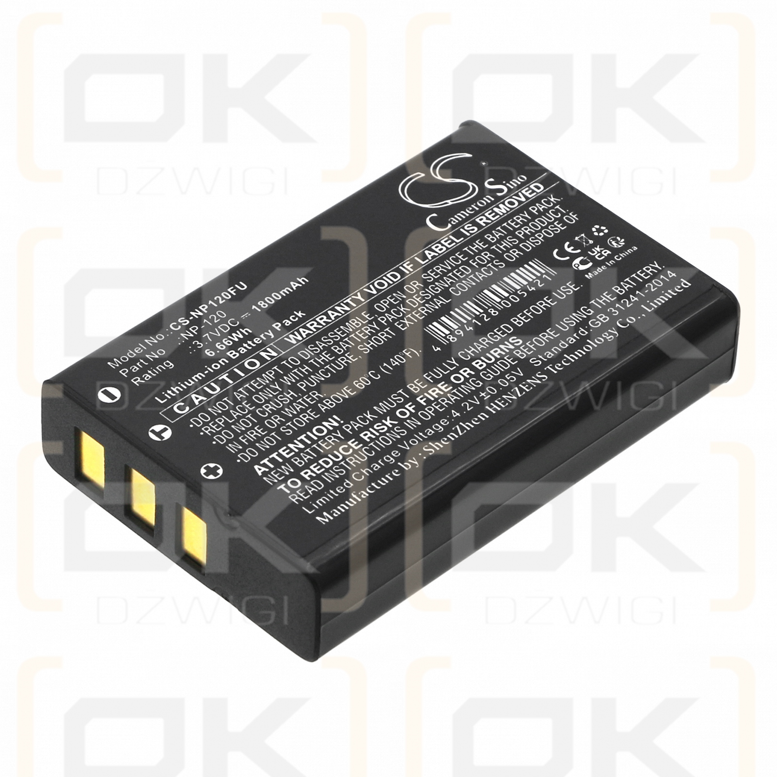 Toshiba Camileo H30 / PA3790U-1CAM 1800mAh Li-ion 3.7V (Cameron Sino)