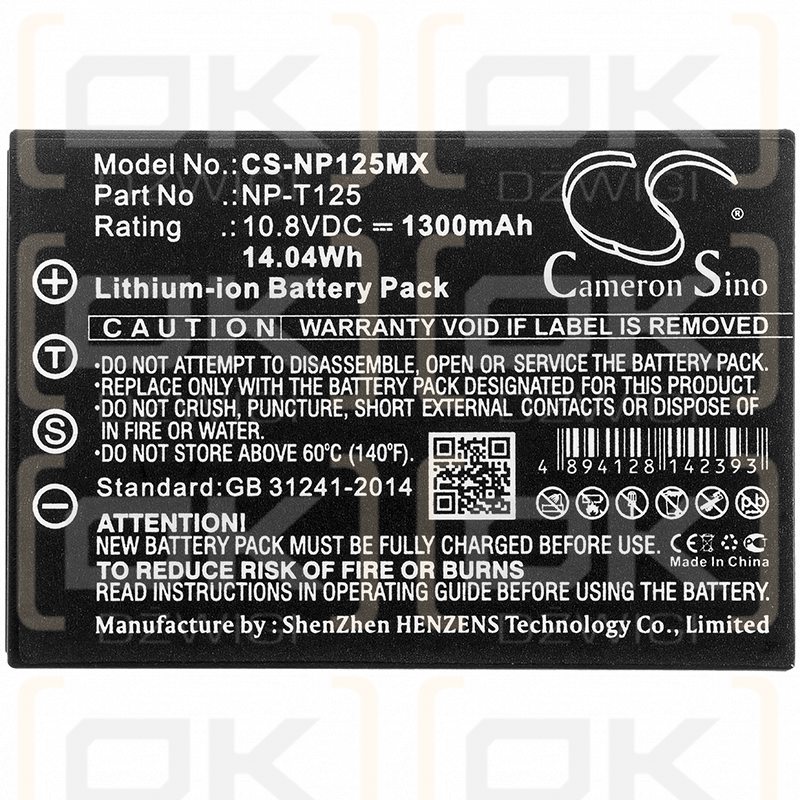 Fujifilm GFX 50S / NP-T125 1300mAh Li-ion 10.8V (Cameron Sino)