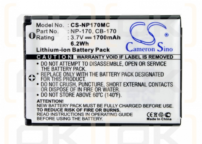 Ordro HDV-D325 / NP-170 1700mAh Li-ion 3.7V (Cameron Sino)