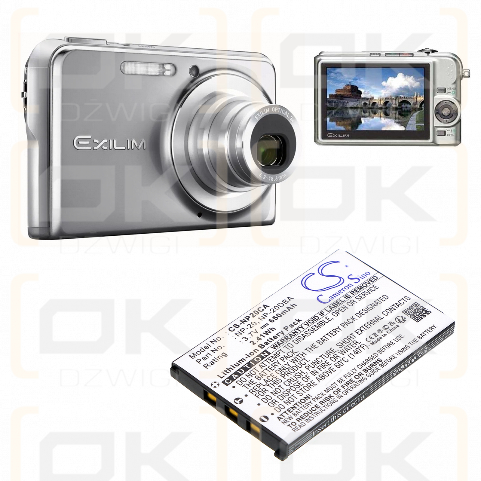 Casio Exilim Zoom EX-Z6 / NP-20 650mAh Li-ion 3.7V (Cameron Sino)