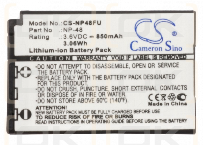 Fujifilm XQ2 / NP-48 850mAh Li-ion 3.6V (Cameron Sino)