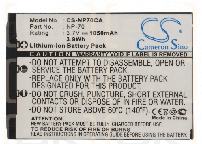 Casio Exilim Zoom EX-Z155 / NP-70 1050 mAh Li-ion 3,7 V (Cameron Sino)