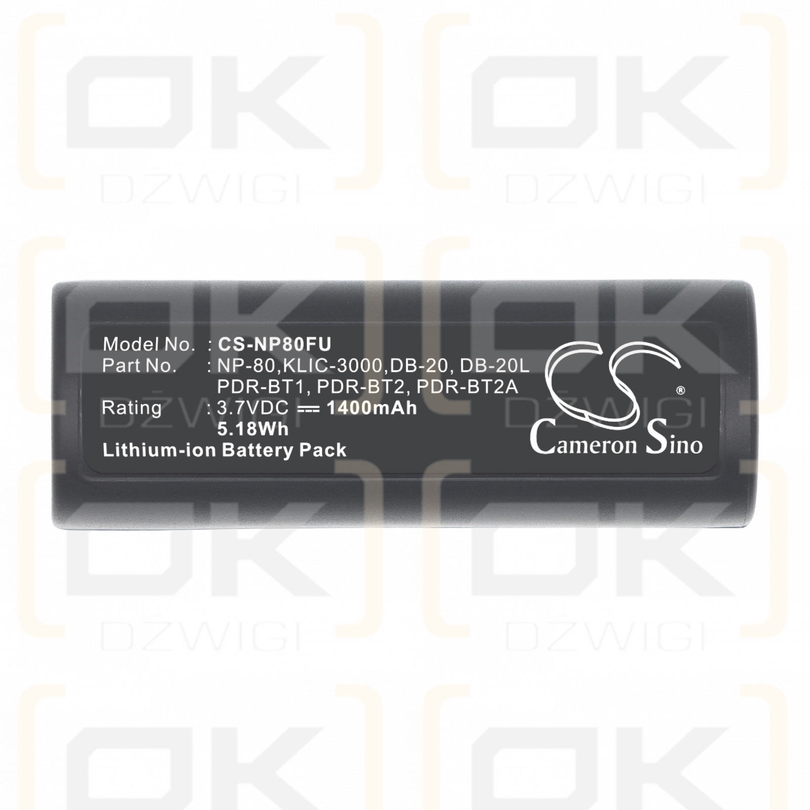 Replacement Battery for Toshiba PDR-M70 / PDR-BT1 1400 mAh Li-ion 3.7 V (Cameron Sino)