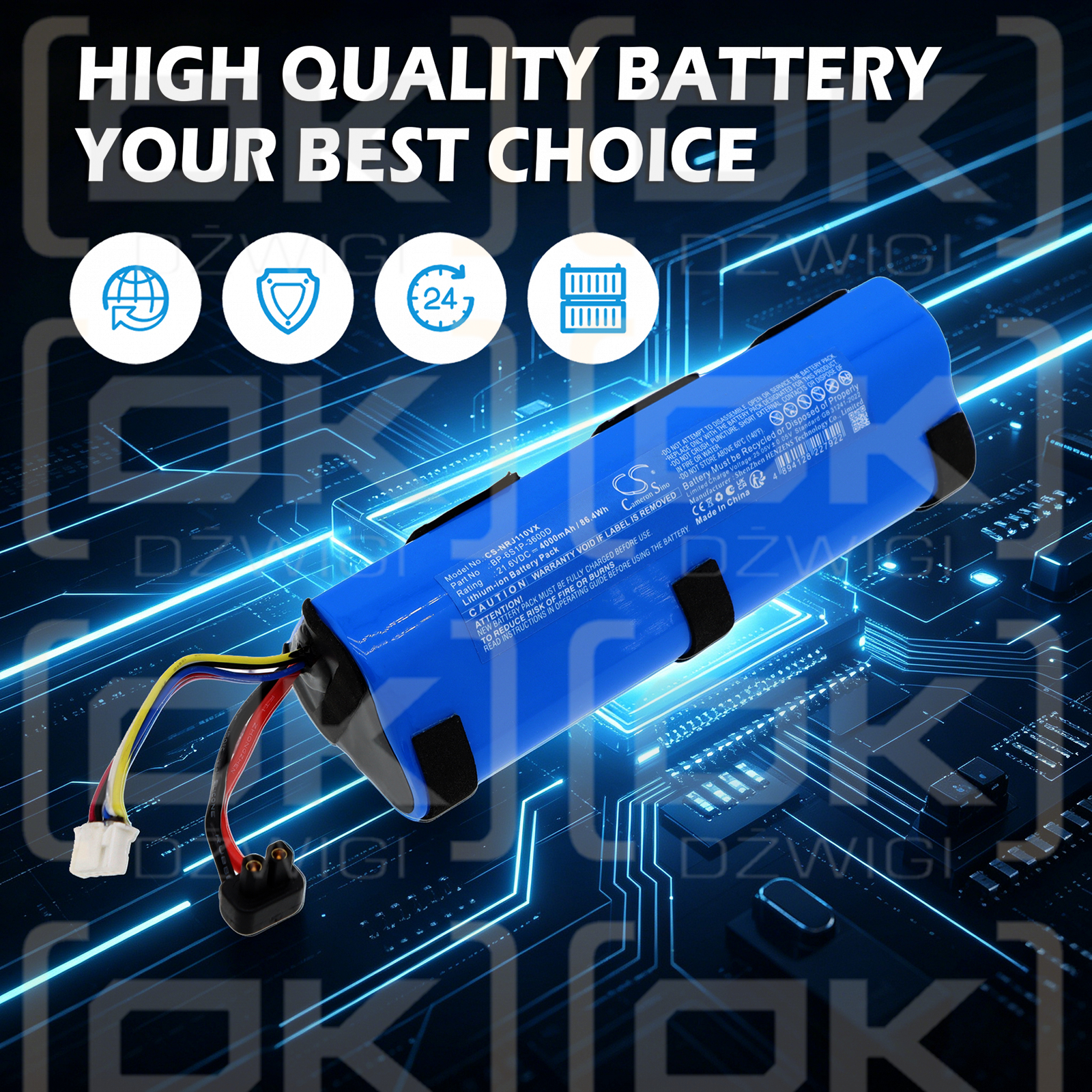 Replacement battery for NARWAL S1 Max / BP-6S1P-3600A 4000 mAh Li-ion 21.6 V (Cameron Sino)