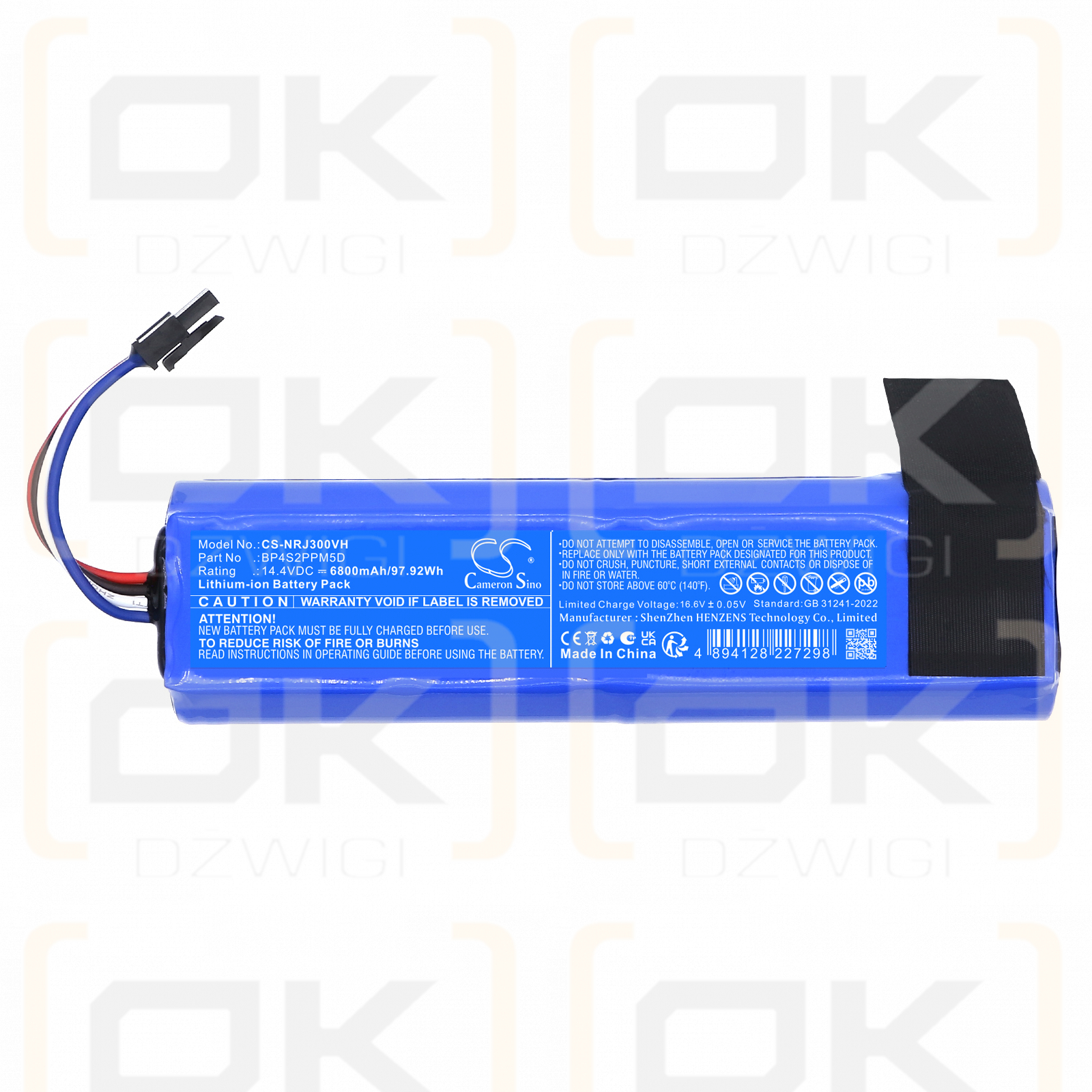 Replacement Battery for NARWAL J4 / BP4S2PPM5B 6800 mAh Li-ion 14.4 V (Cameron Sino)