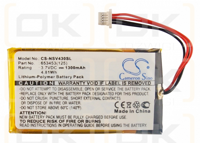 Insignia NS-NCV43 / 653453(125) 1300mAh Li-Polymer 3.7V (Cameron Sino)