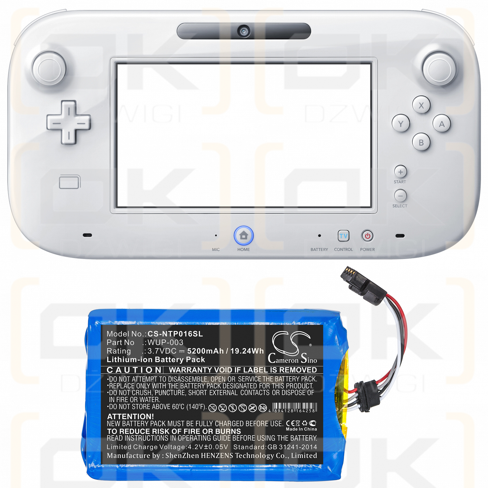 Nintendo Wii U GamePad WUP-003 / WUP-003 5200mAh Li-ion 3.7V (Cameron Sino)