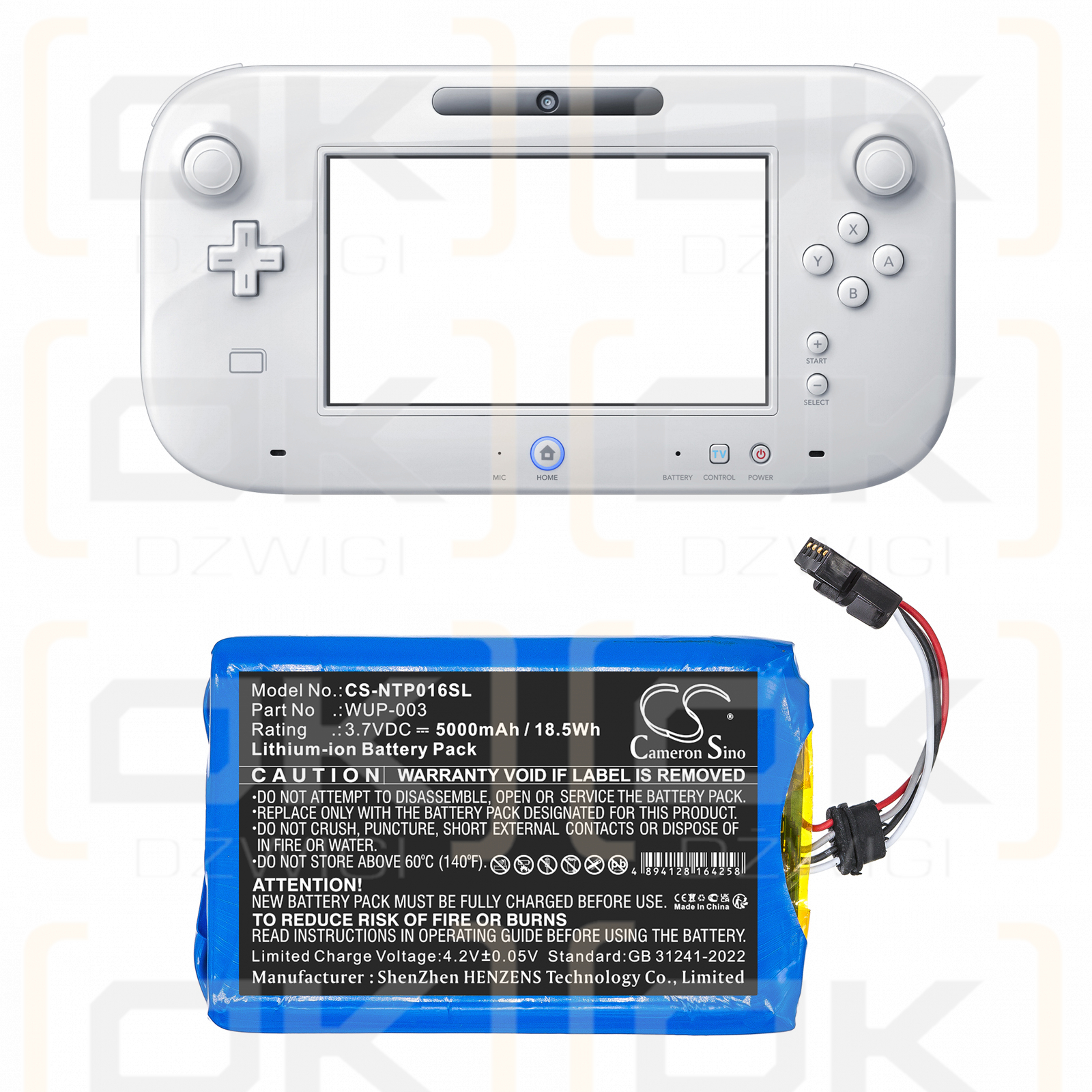 Nintendo Wii U GamePad WUP-003 / WUP-003 5000 mAh Li-ion 3,7 V (Cameron Sino)