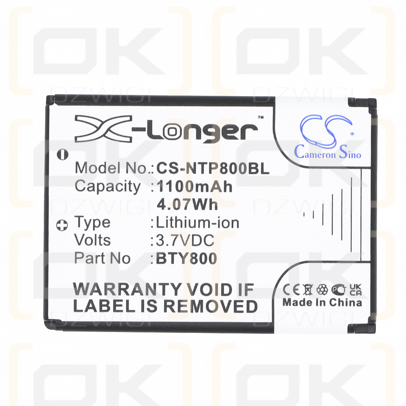 Newland NLS-PT850B / BTY800 1100 mAh Li-Ion 3,7 V (Cameron Sino)