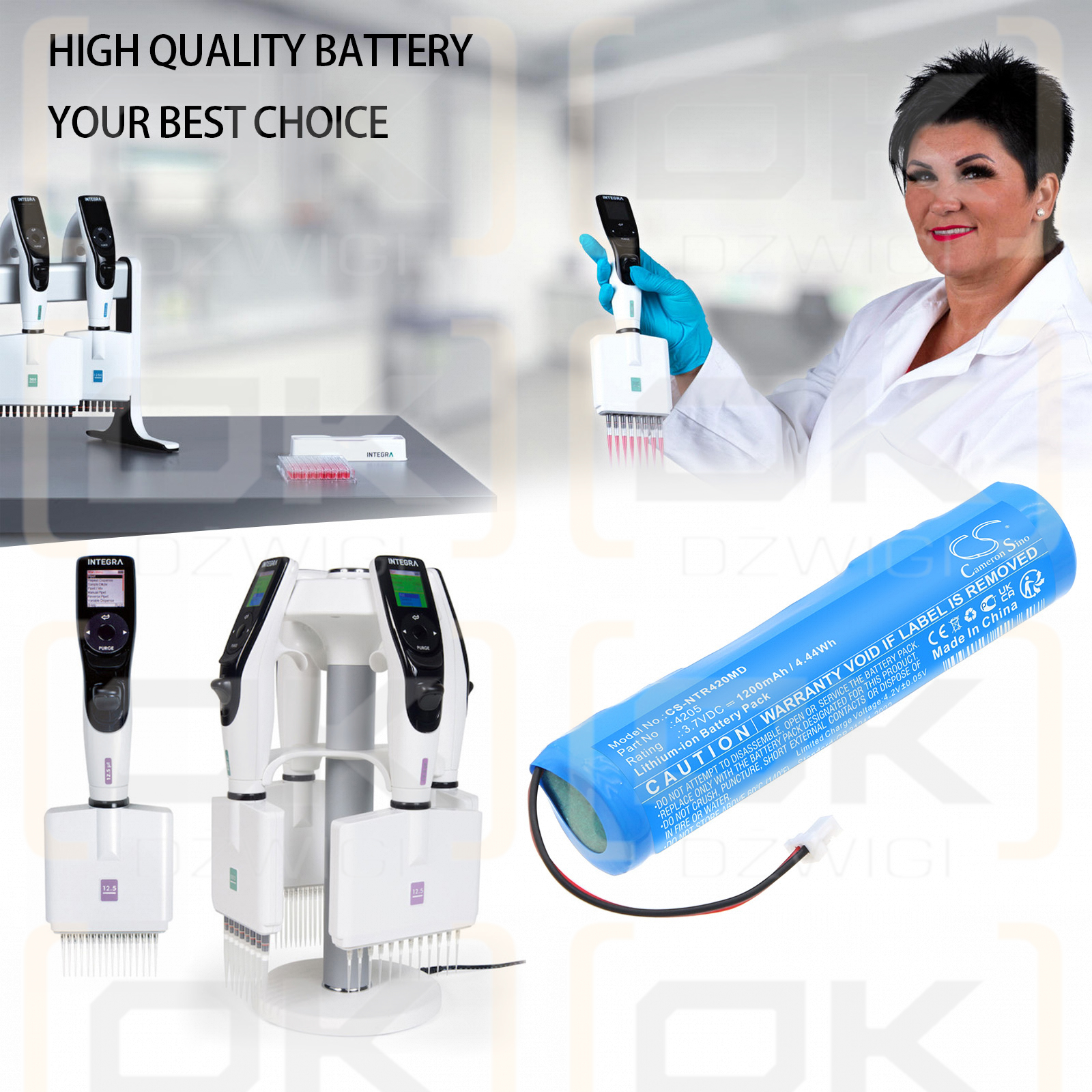 Integra 8 Channel Viaflo Pipette / 4205 1200 mAh Li-ion 3.7 V (Cameron Sino)