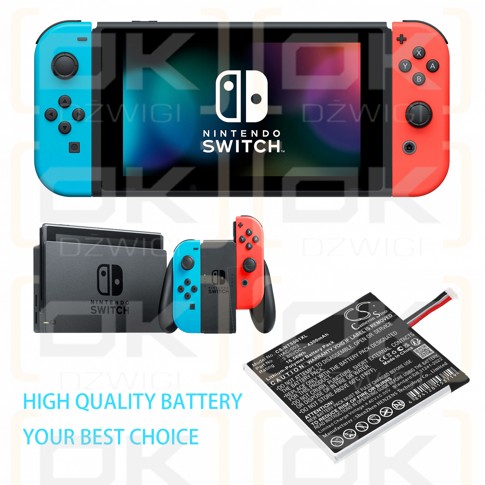 Nintendo Switch HAC-001 / HAC-003 4300 mAh Li-Polymer 3.85 V (Cameron Sino)