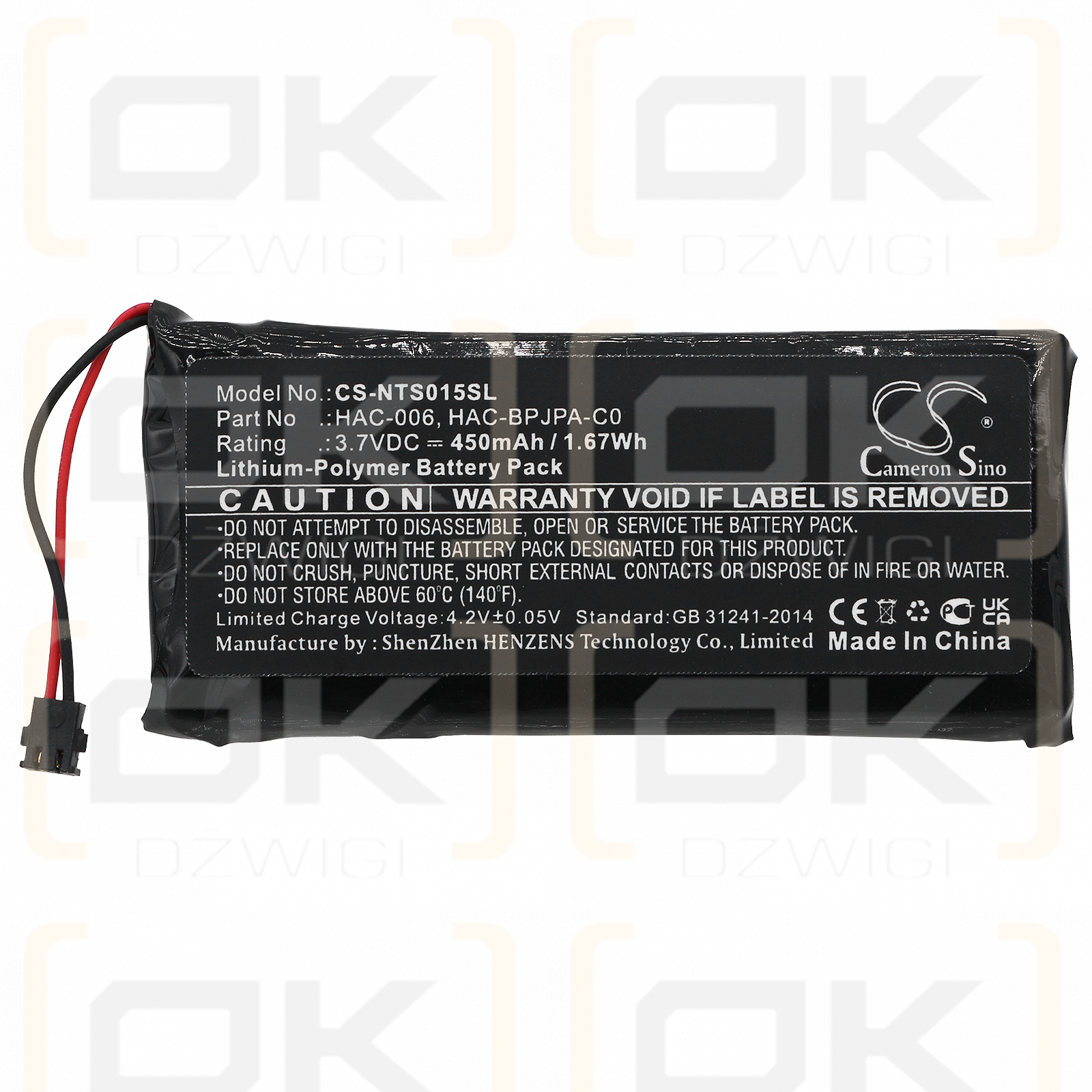 Nintendo HAC-A-JCL-C0 / HAC-006 450mAh Li-Polímero 3.7V (Cameron Sino)