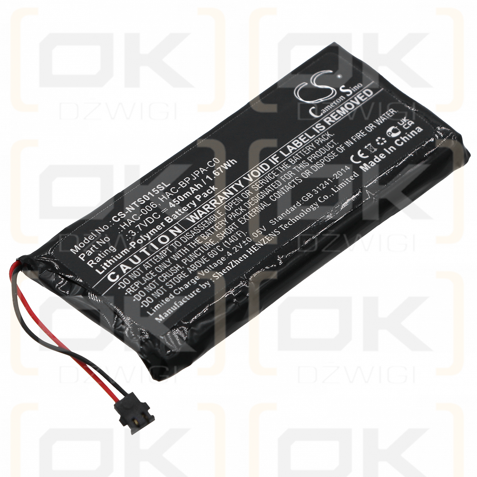 Nintendo HAC-A-JCL-C0 / HAC-006 450mAh Li-Polímero 3.7V (Cameron Sino)