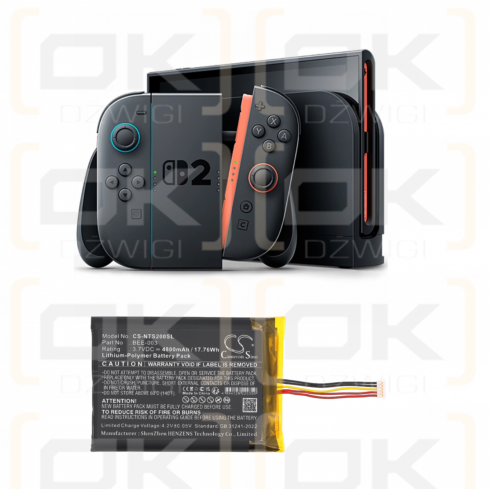 Nintendo Switch 2 / BEE-003 4800mAh Li-Polymer 3.7V (Cameron Sino)
