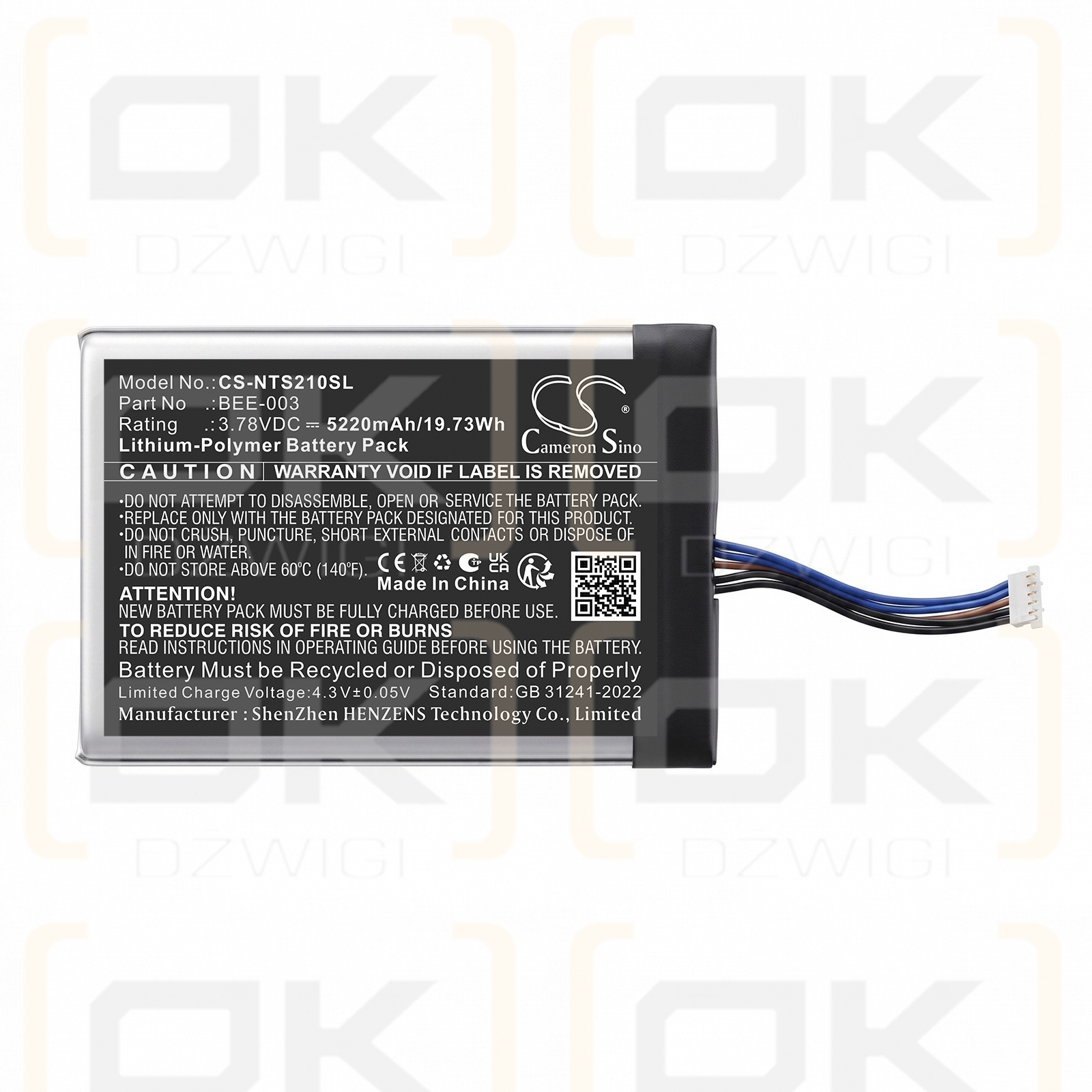 Batería de repuesto para Nintendo Switch 2 / BEE-003 5220 mAh Li-Polymer 3.7 V (Cameron Sino)