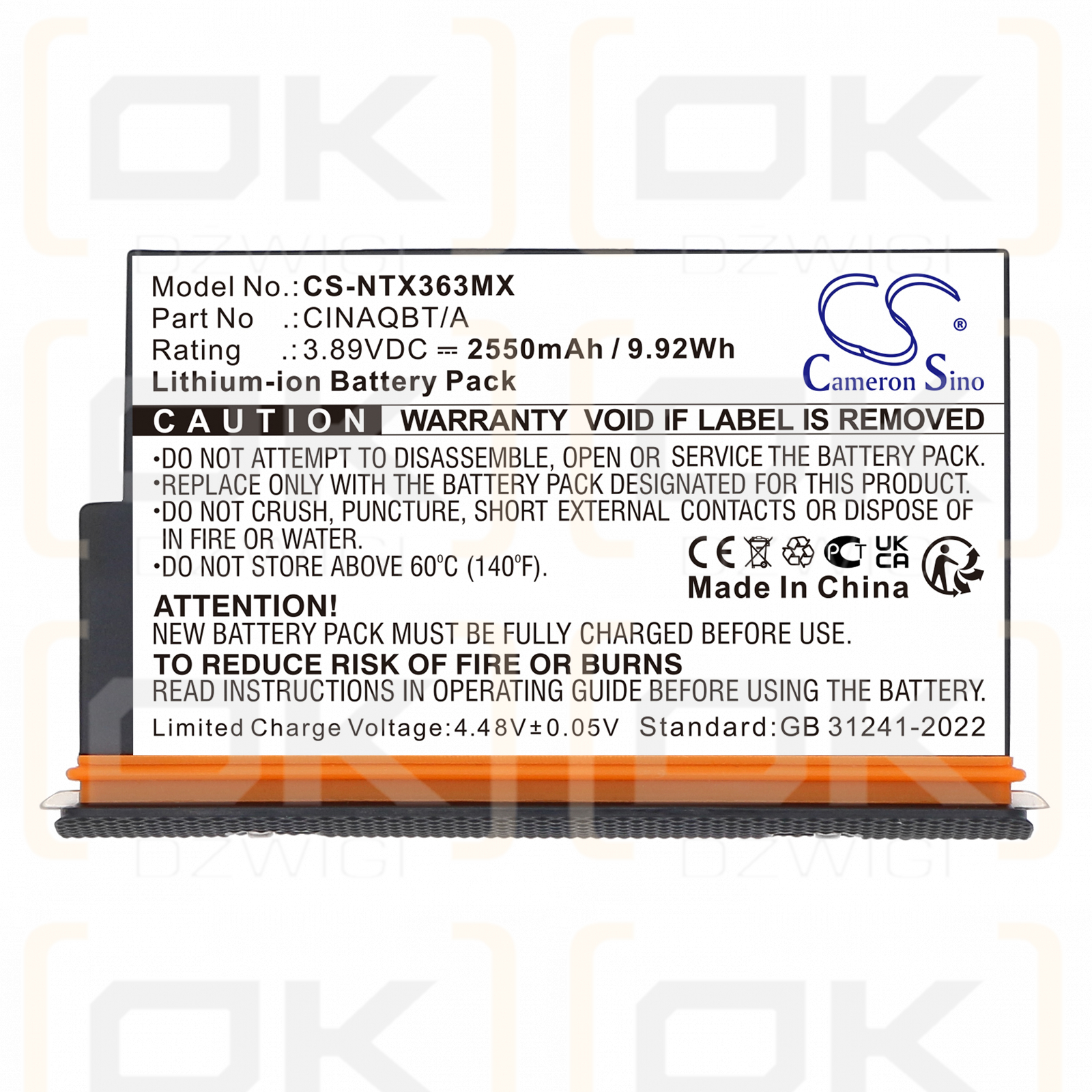 Insta360 One X3 / CINAQBT/A 2550 mAh Li-ion 3,89 V (Cameron Sino)