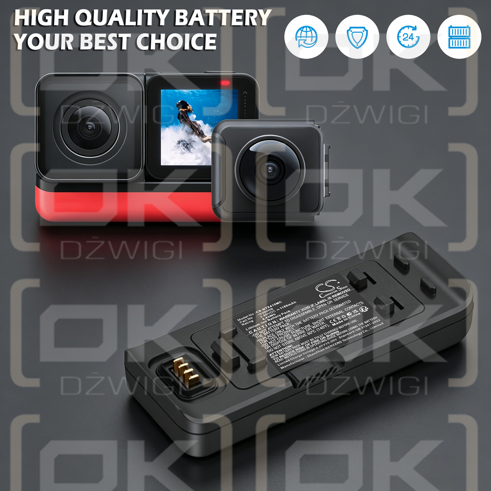 Bateria zamienna do Insta360 One RS / IS360RB 1150 mAh Li-ion 3.85 V (Cameron Sino)