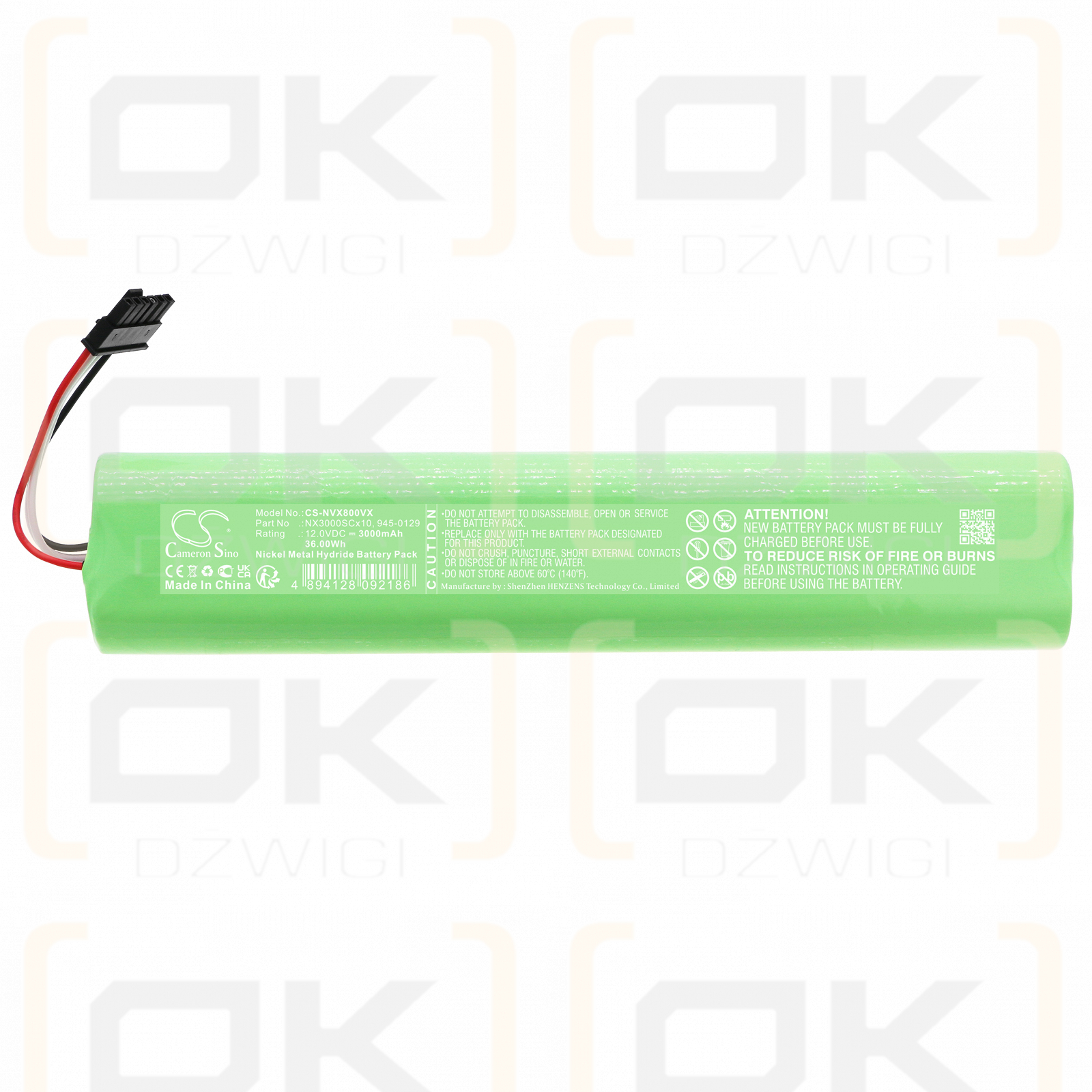 Neato D6 / NX3000SCx10 3000mAh Ni-MH 12.0V (Cameron Sino)