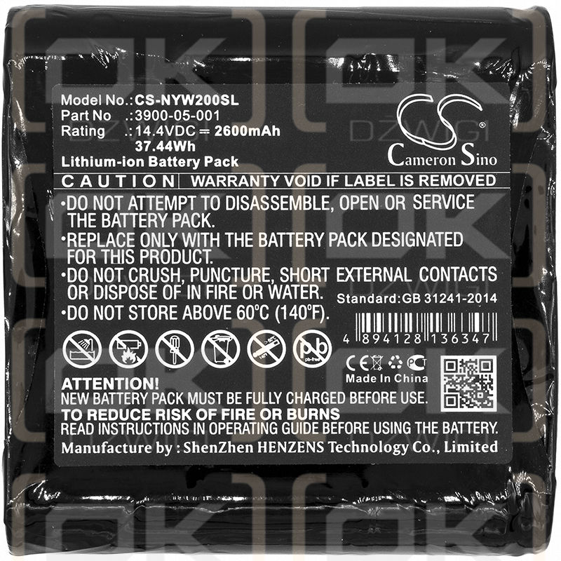 Noyes W2003M / 3900-05-001 2600mAh Li-ion 14.4V (Cameron Sino)