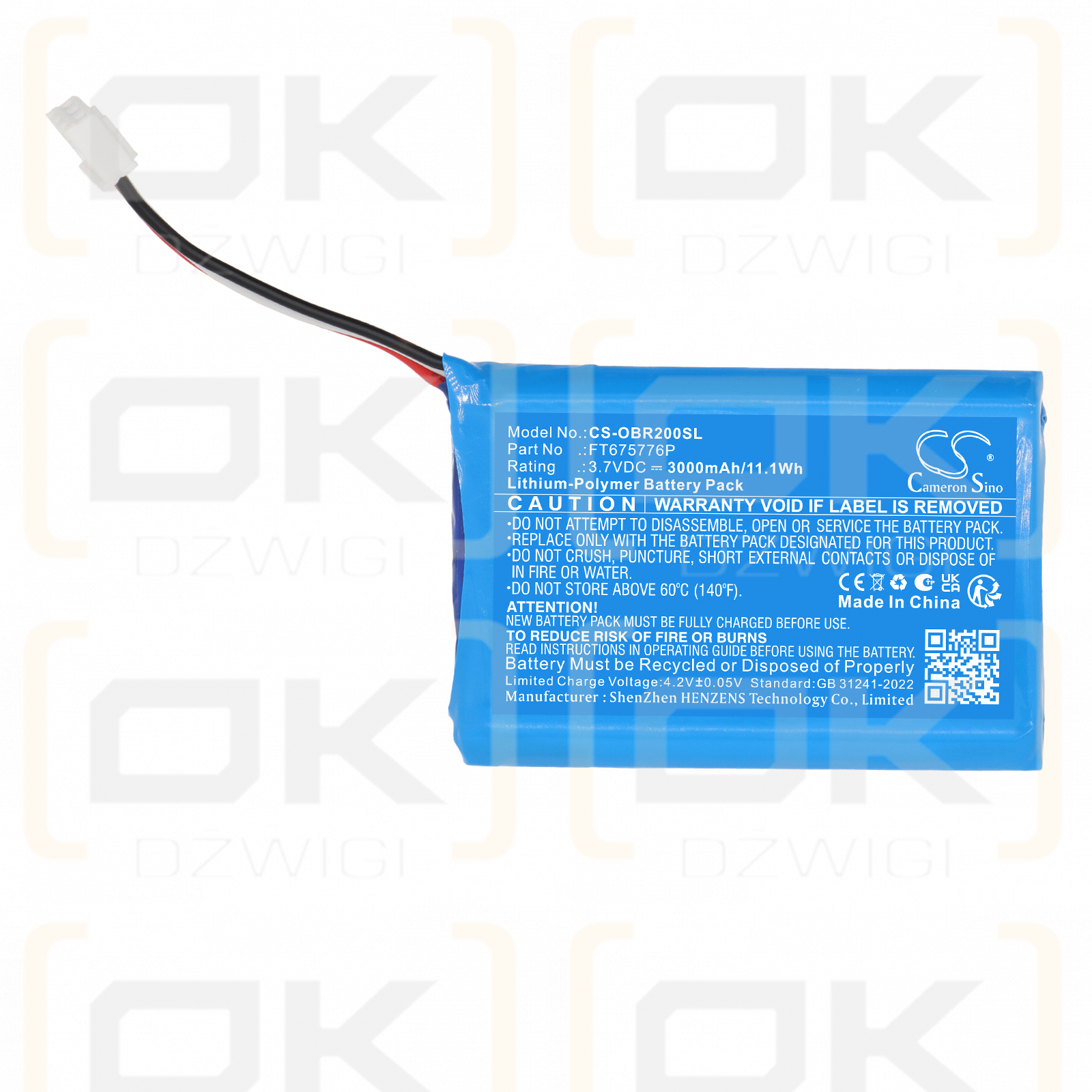 Bateria zamienna do Orbit Reader 20 / FT675776P 3000 mAh Li-Polymer 3.7 V (Cameron Sino)