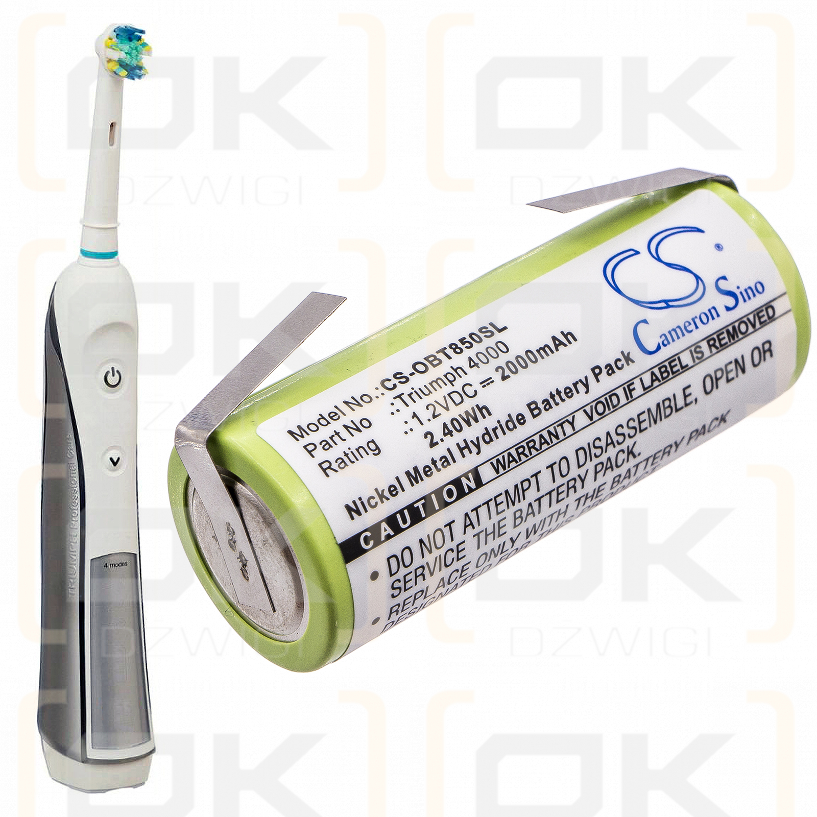 Oral-B Triumph 4000 / 3761 2000 mAh Ni-MH 1,2 V (Cameron Sino)