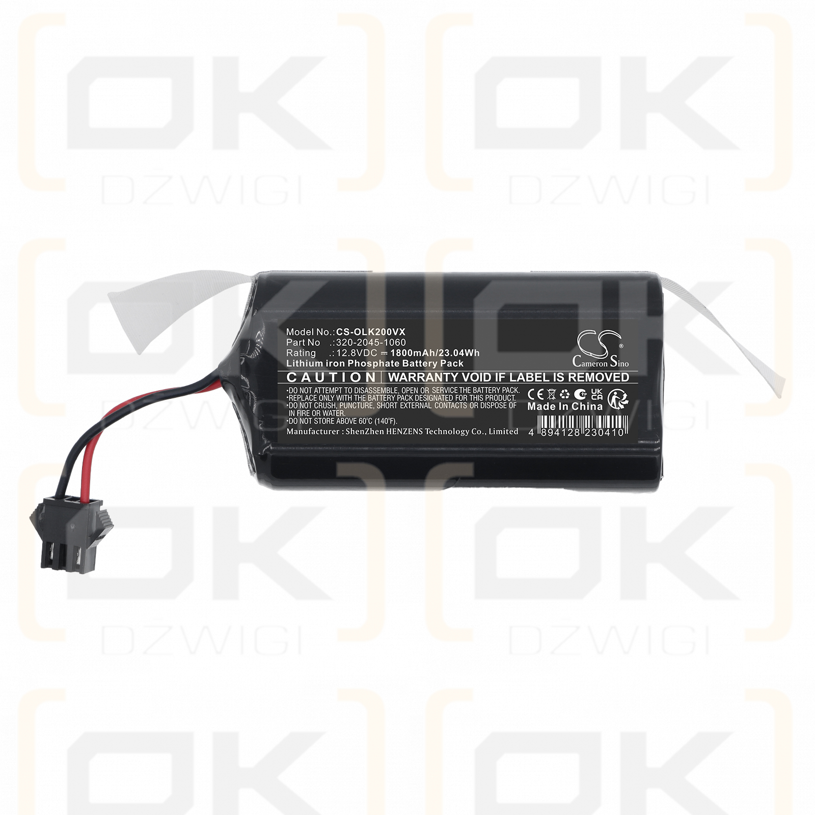 Batería de repuesto para OKP Life K2 / 320-2045-1060 1800 mAh LiFePO4 12,8 V (Cameron Sino)