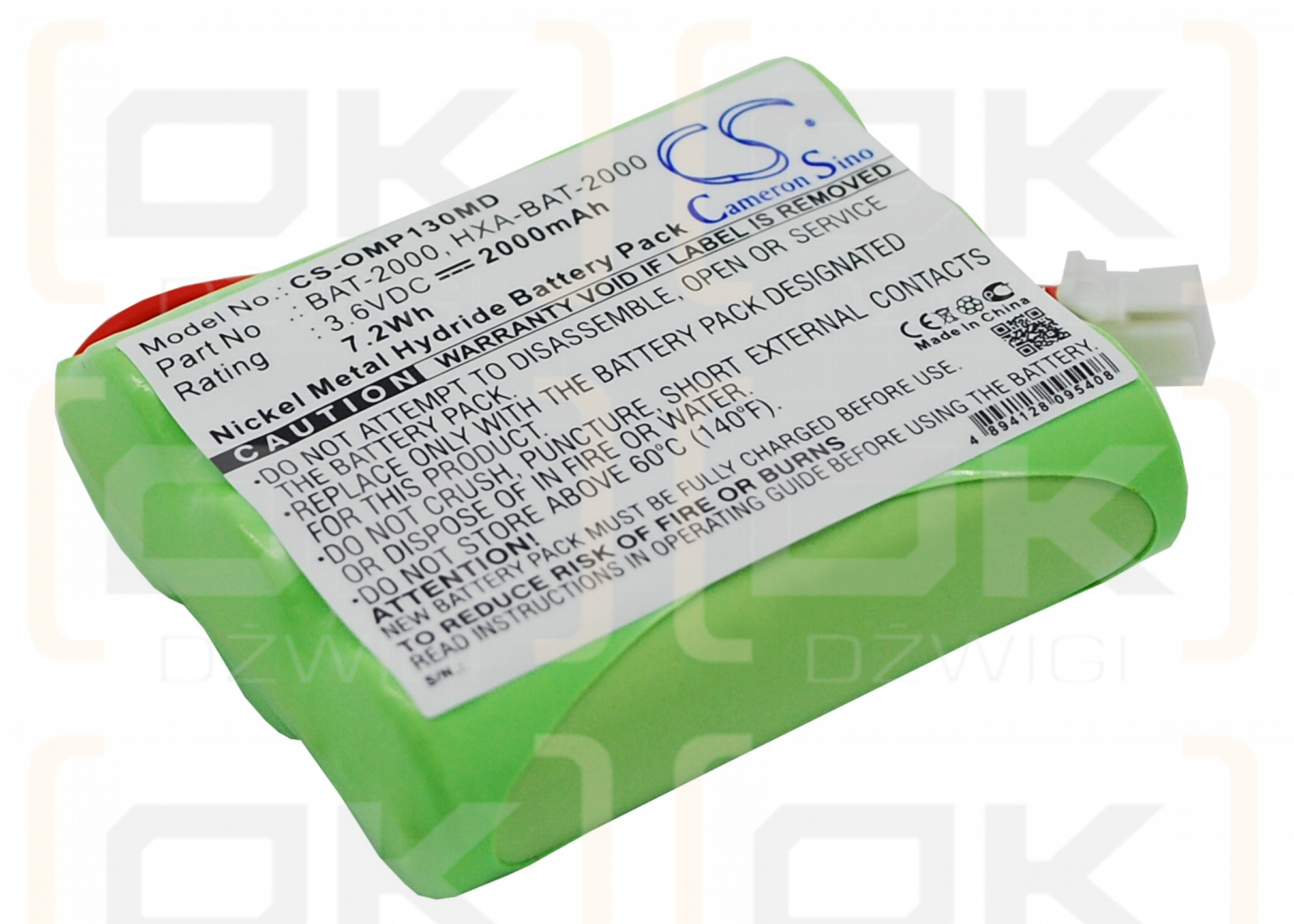 OMRON HBP-1320 / BAT-2000 2000mAh Ni-MH 3.6V (Cameron Sino)