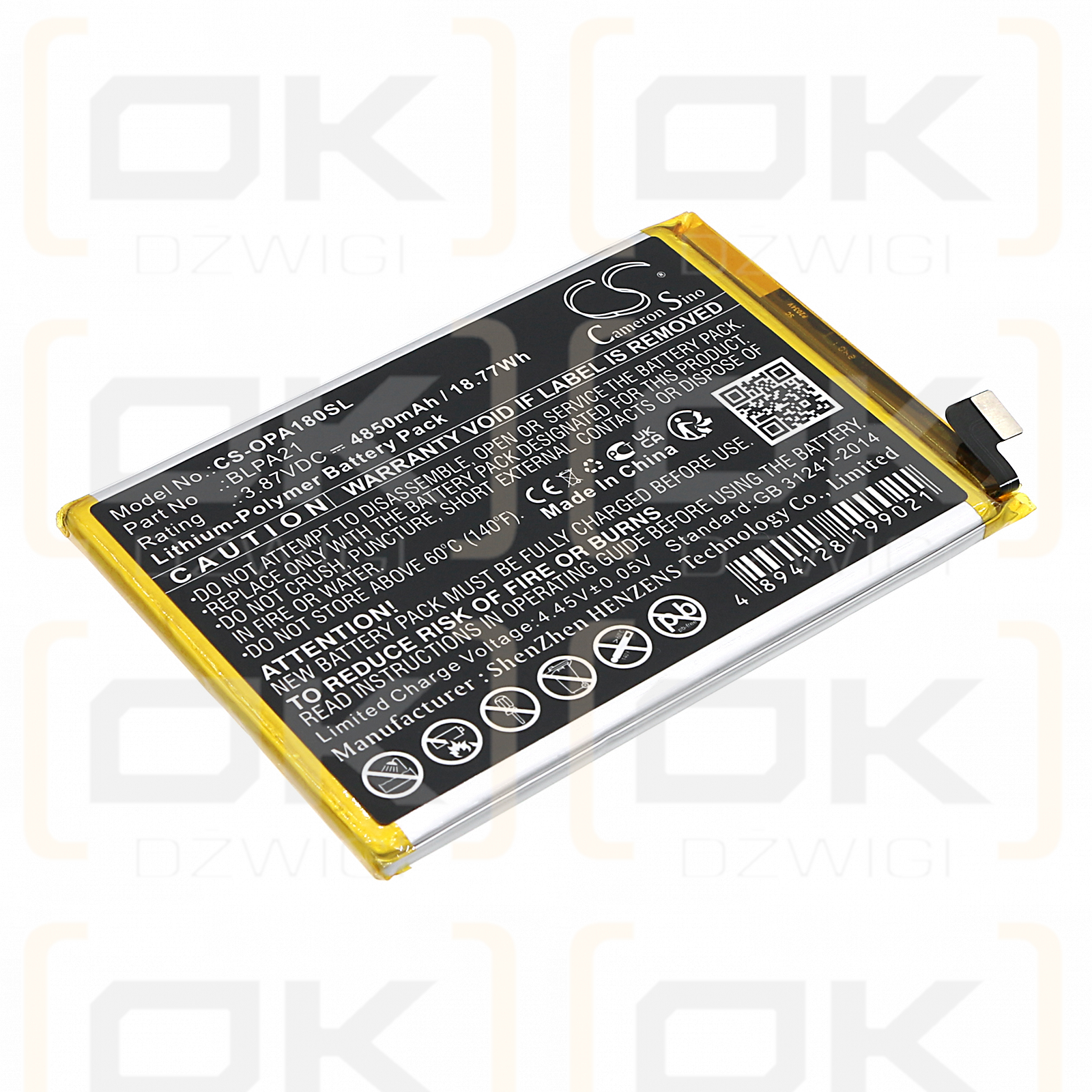 OPPO CPH2591 / BLPA21 4850 mAh Li-Polymer 3,87 V (Cameron Sino)