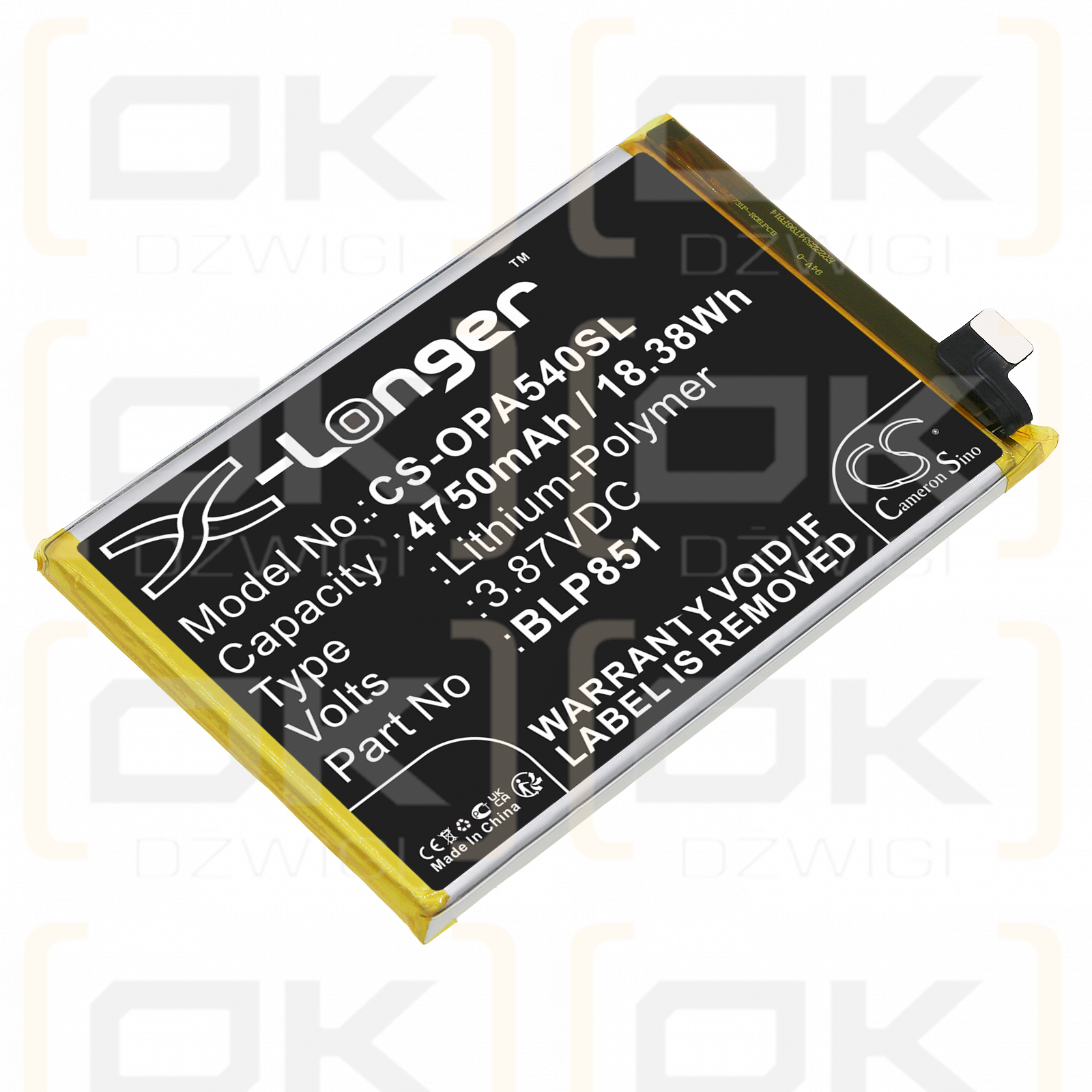 OPPO CHP2179 / BLP851 4750mAh Li-Polymer 3.87V (Cameron Sino)