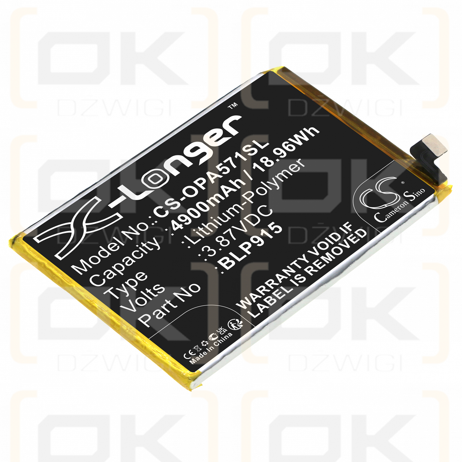 OPPO PFTM20 / BLP915 4900 mAh Li-Polymer 3,87 V (Cameron Sino)