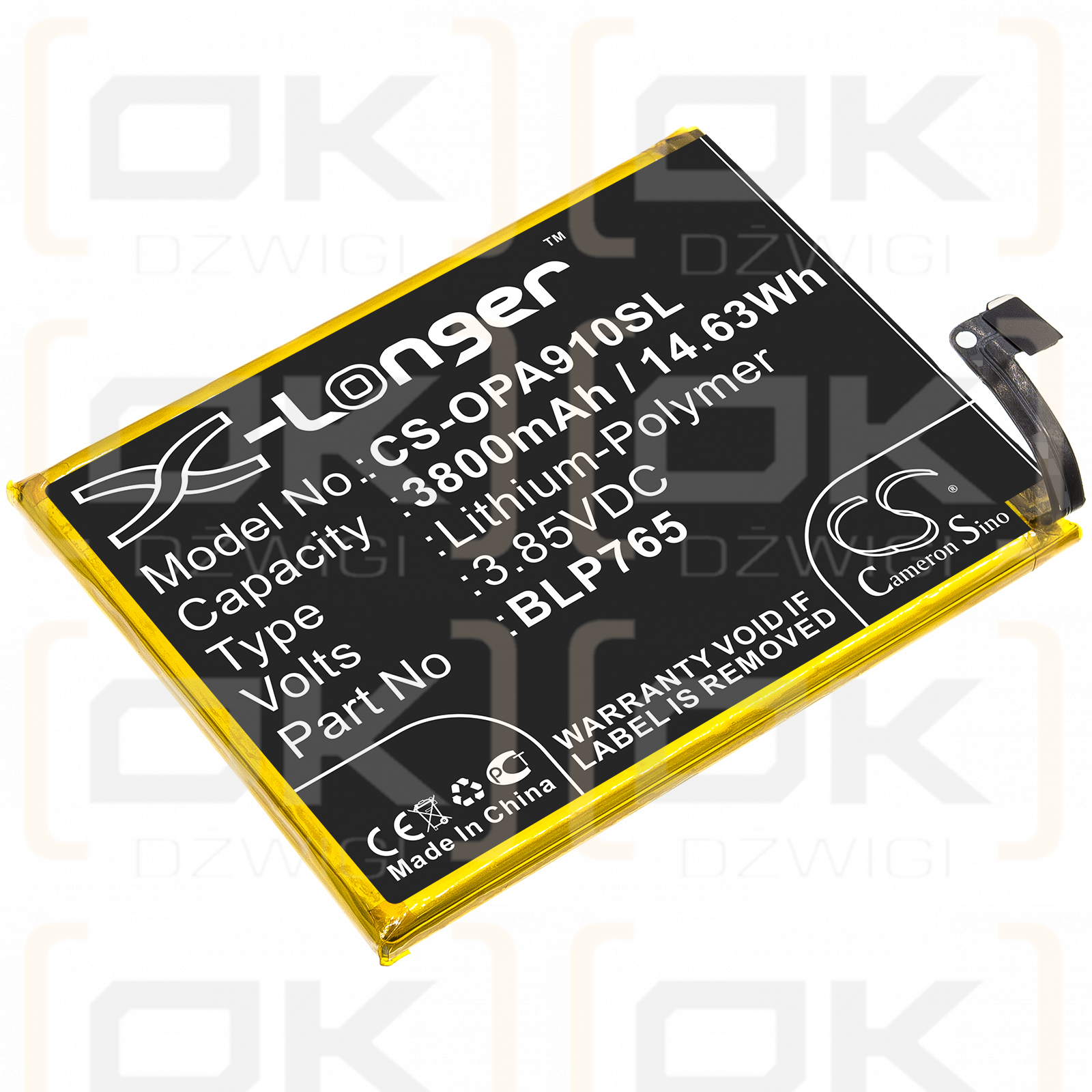 OPPO CPH2001 / BLP765 3800 mAh Li-Polymer 3,85 V (Cameron Sino)