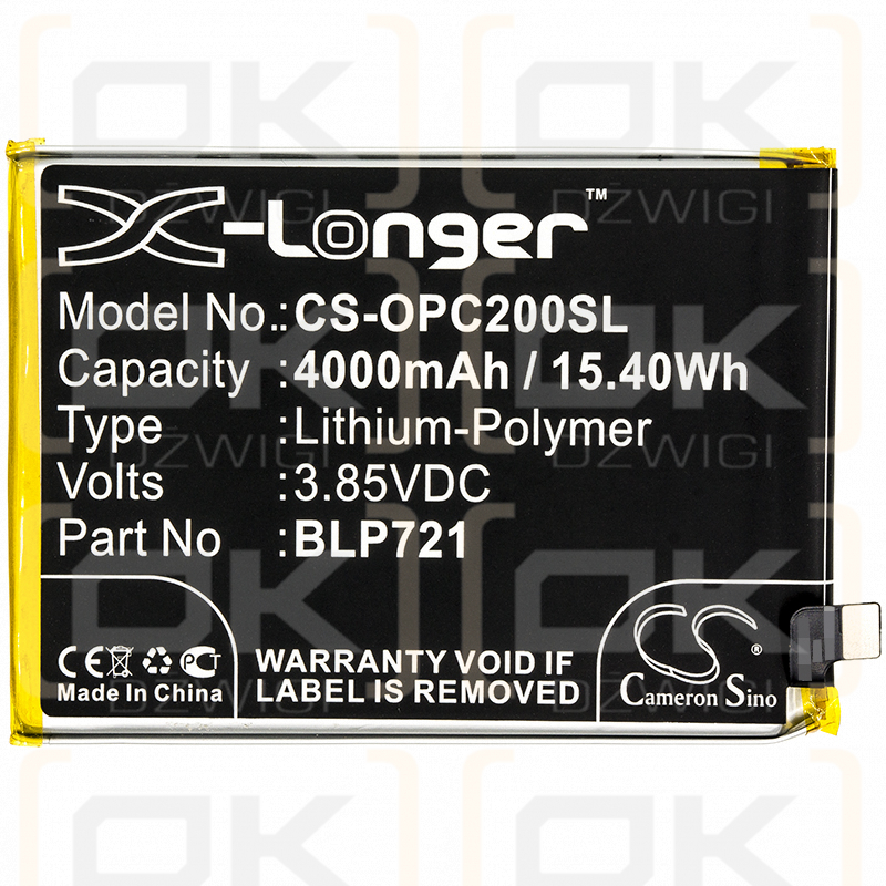 OPPO RMX1941 / BLP721 4000 mAh Li-Polymer 3,85 V (Cameron Sino)