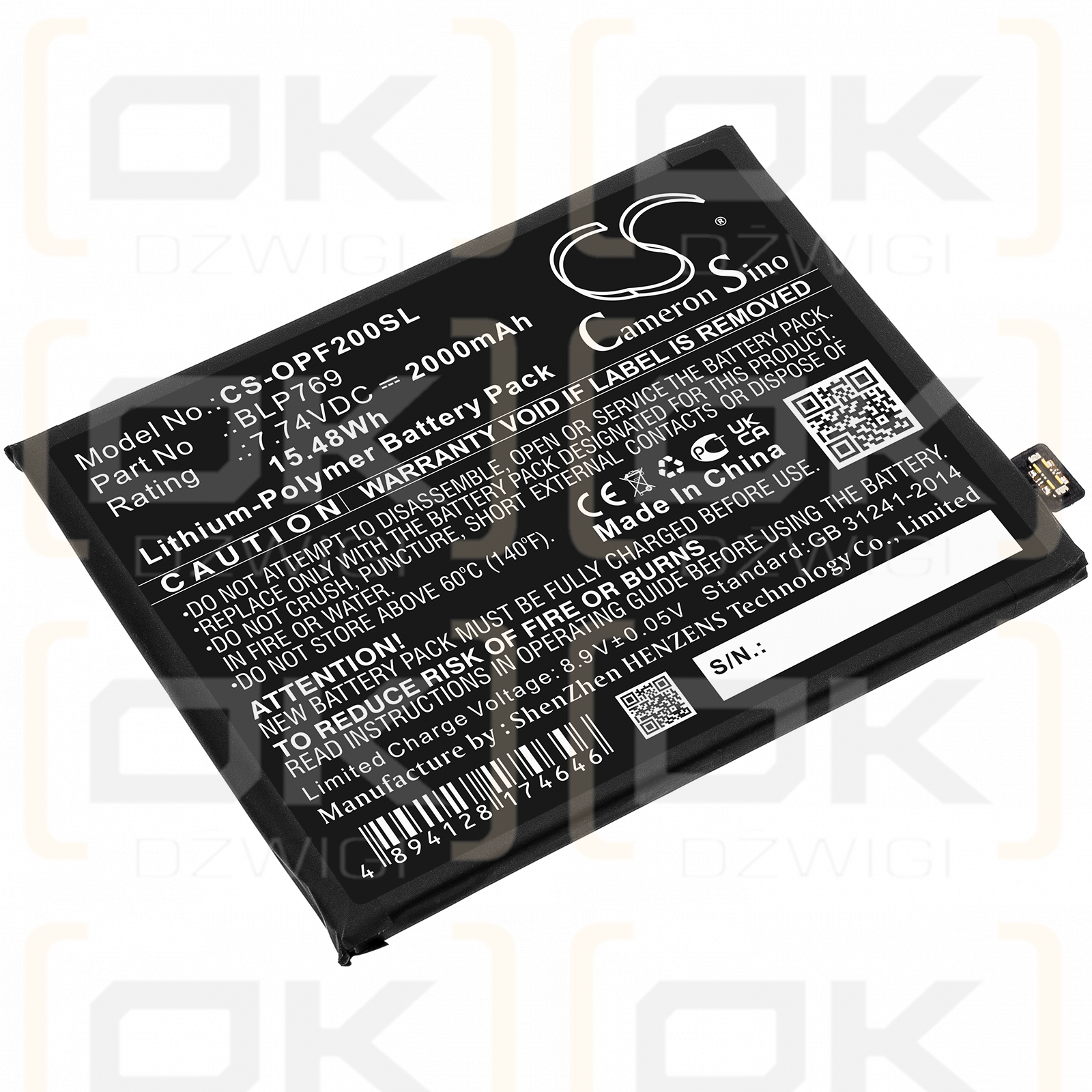 OPPO PDEM10 / BLP769 2000mAh Li-Polymer 7.74V (Cameron Sino)