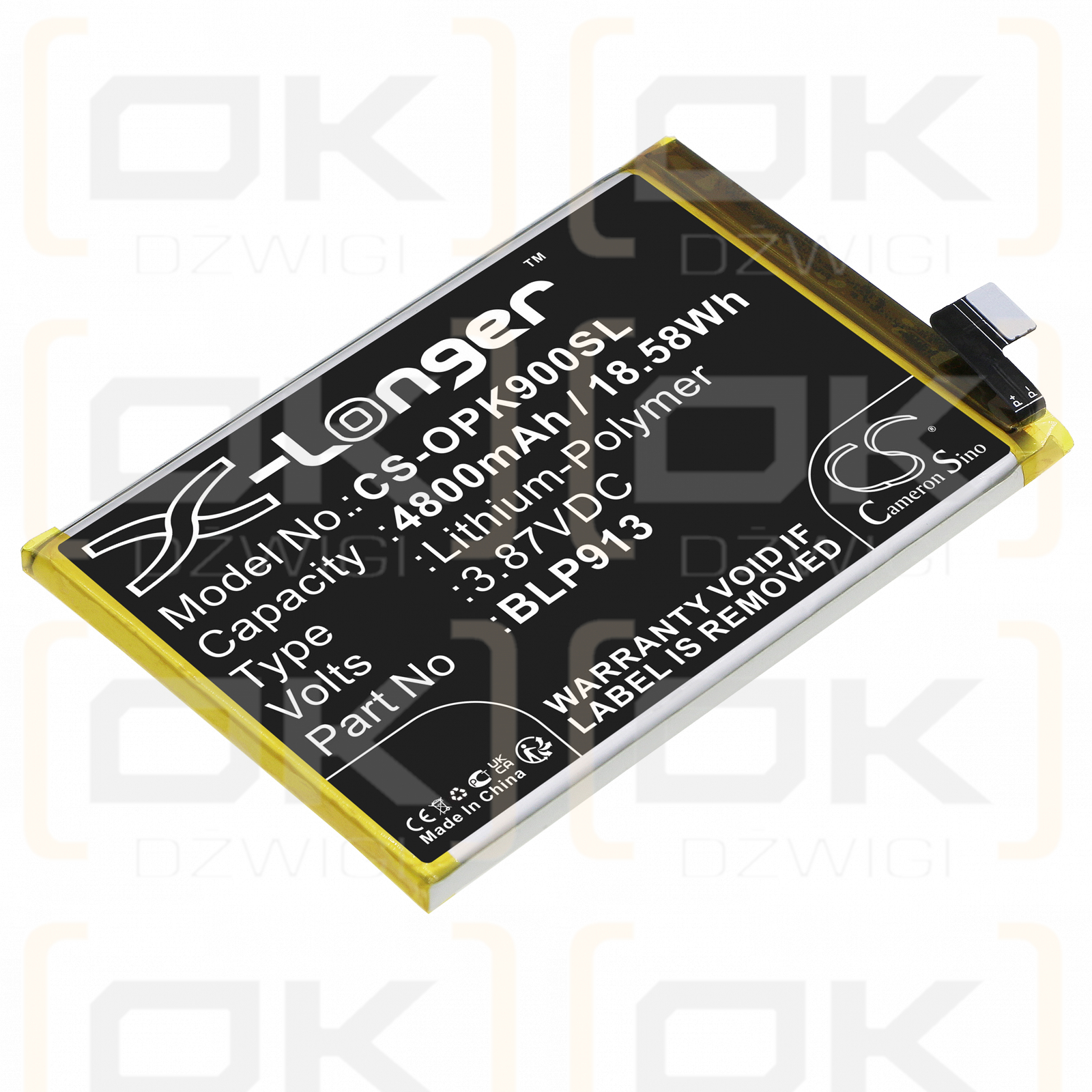 OPPO PGCM10 / BLP913 4800 mAh Li-Polymer 3,87 V (Cameron Sino)