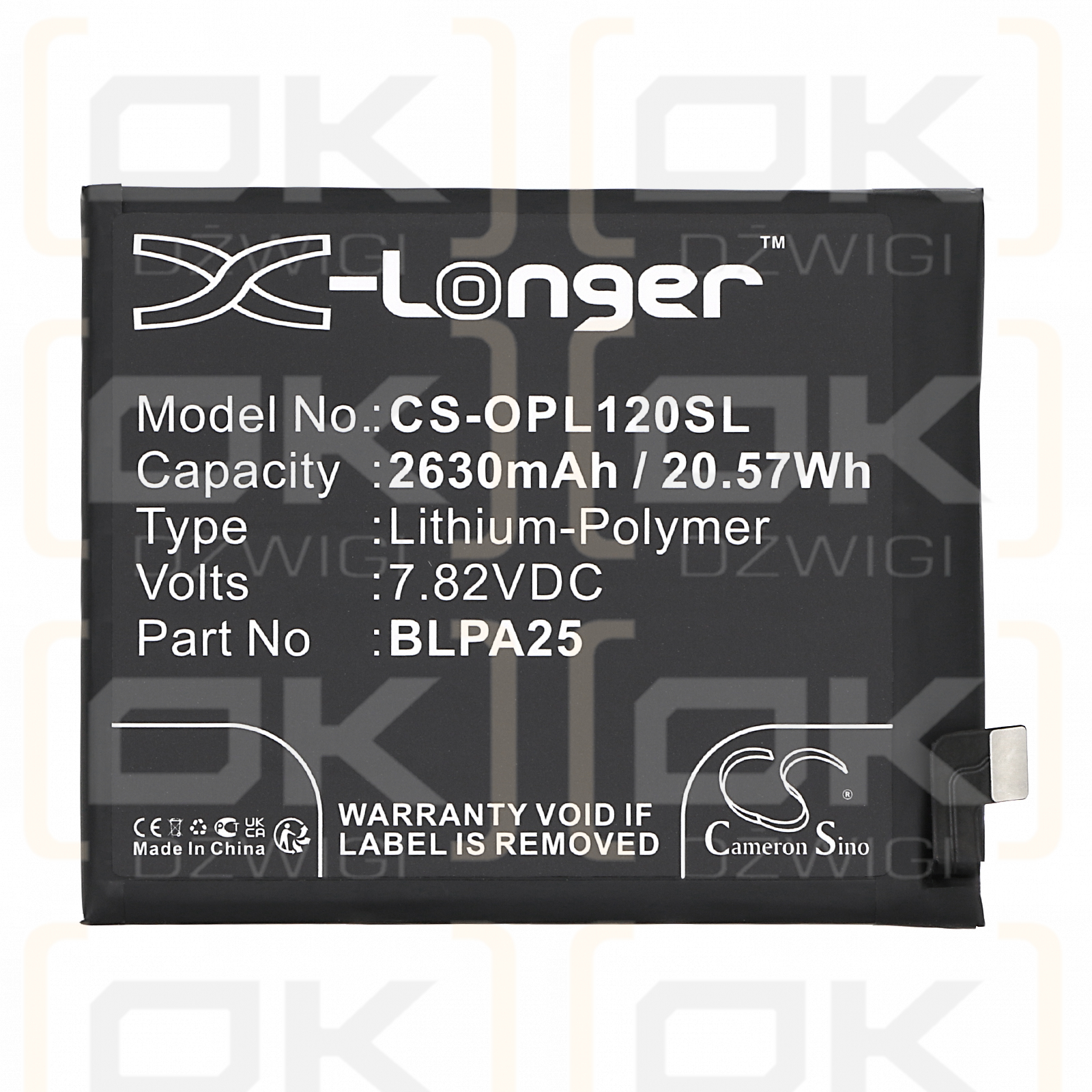 Oneplus PJD110 / BLPA25 2630mAh Li-Polymer 7.82V (Cameron Sino)