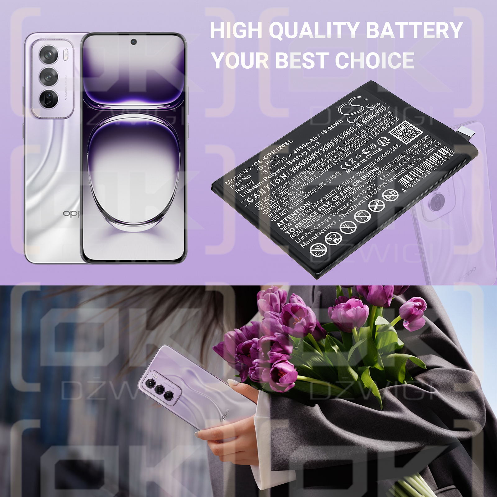 OPPO Reno12 Pro / BLPA57 4850mAh Li-Polymer 3.91V (Cameron Sino)