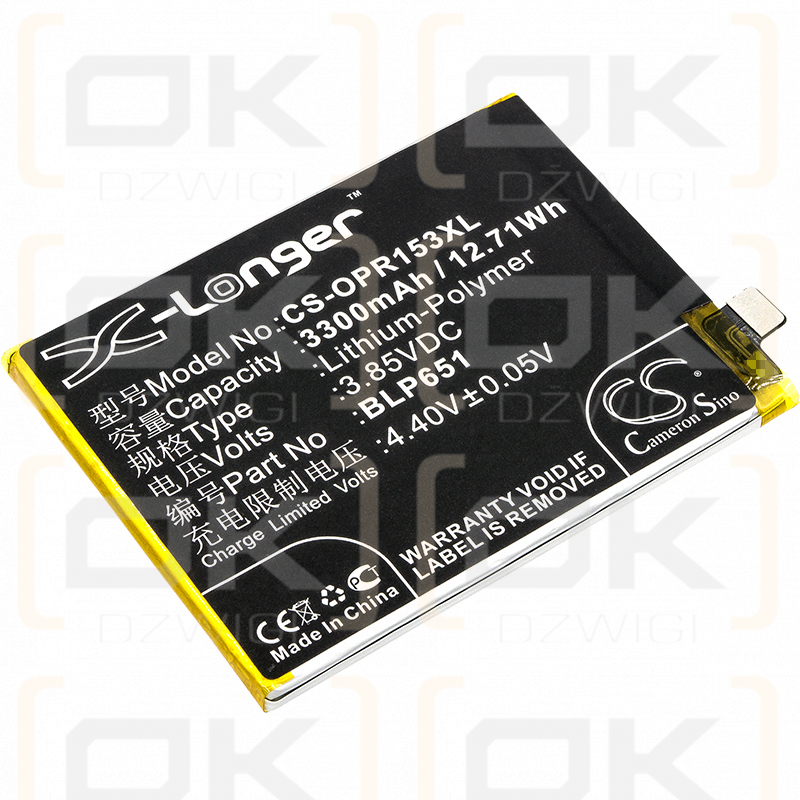 OPPO PAAM00 / BLP651 3300 mAh Li-Polymer 3,85 V (Cameron Sino)