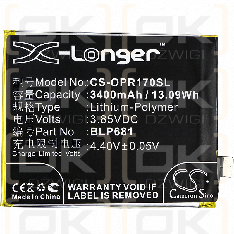 OPPO PAGT00 / BLP681 3400mAh Li-Polímero 3.85V (Cameron Sino)